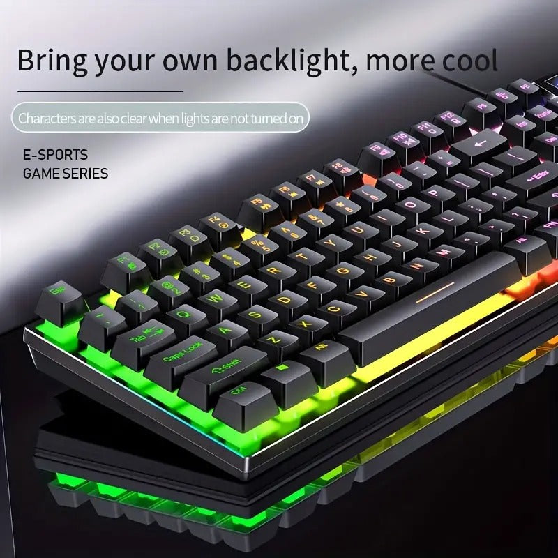 Cool Mechanical Feel USB Wired Gaming Keyboard for Office