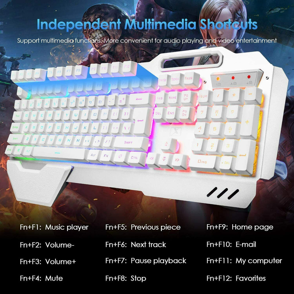 3in1 2.4G Wireless Rainbow Gaming Keyboard Mouse Set LED Backlit For PC PS4