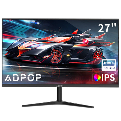 ADPOP 27 Inch Monitor FHD 1080p 75Hz Gaming Monitor Home Office PC Monitor IPS Panel Computer Display HDMI VGA Flicker-Free Flicker Free Blue Light Filter 100x100 mm VESA Mountable