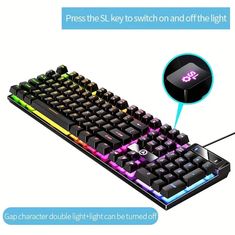 Cool Mechanical Feel USB Wired Gaming Keyboard for Office